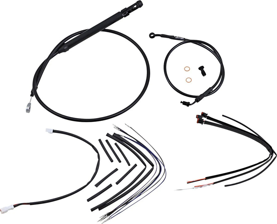 harley davidson softail street bob fxbb [BURLY BRAND] - Complete zwart vinyl stuurkabel/lijnset voor Ape Hangers