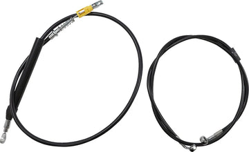 harley davidson flfb [LA CHOPPERS] – Komplettes schwarzes Vinyl-Geflecht-Lenkerzug/Bremsleitungs-Kit