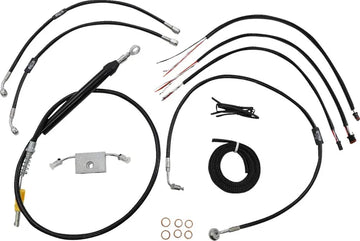 Harley Davidson Fxdrs 114 [LA CHOPPERS] – Komplettes Schwarzes Vinyl-Geflochtenes Lenkerzug-/Bremsleitungs-Kit