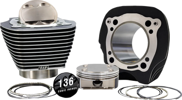 Harley-Davidson FLHTCUTG 1868 Tri Glide Ultra 114 [2025] - 132" Hochverdichtungs- / 136" Big Bore Kit – Oberfläche: Hervorgehobene Lamellen, Black Granite – Merkmal: +8,5 cm³ Kuppelvolumen – Bild 1