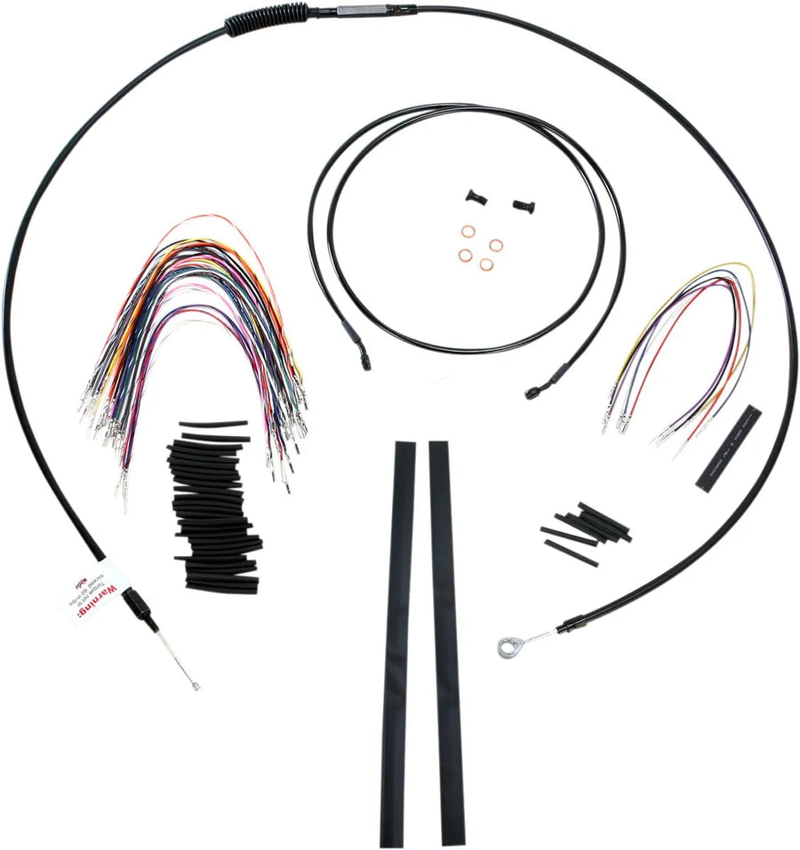 harley davidson flhtc [BURLY BRAND] - Complete Black Vinyl Handlebar Cable/Line Kit for Ape Hanger