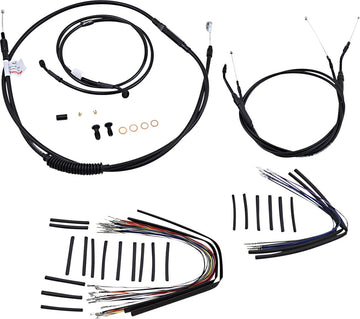Harley-Davidson Street Bob [BURLY BRAND] - Complete zwart vinyl stuurkabel/lijnset voor Ape Hangers - 0