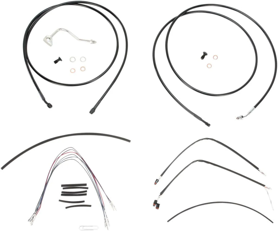 Harley-Davidson Ultra Limited [BURLY BRAND] - Complete zwart vinyl stuurkabel/lijnset voor Ape Hangers