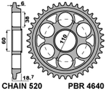 Ducati Panigale 1199 [PBR] - Kettenrad Aluminium verstärkt - 520