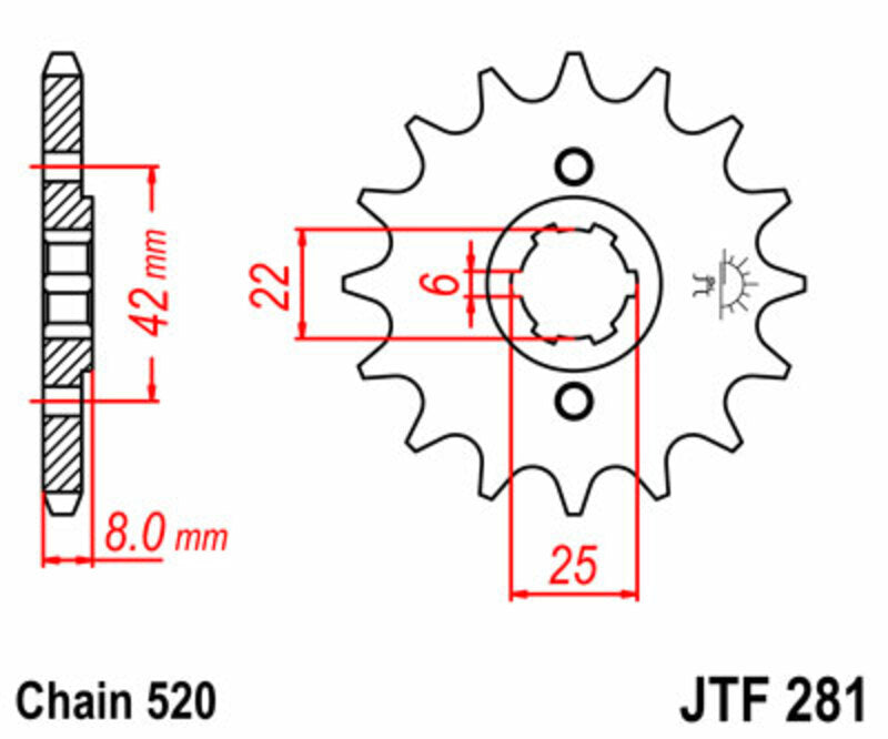 Honda XL 500 S [JT Sprockets] - Standard steel pinion at the front