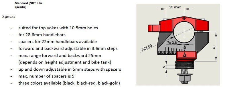 Ducati Hypermotard 1100 [GILLES] - 2DGT Adjustable Bar Brackets Black