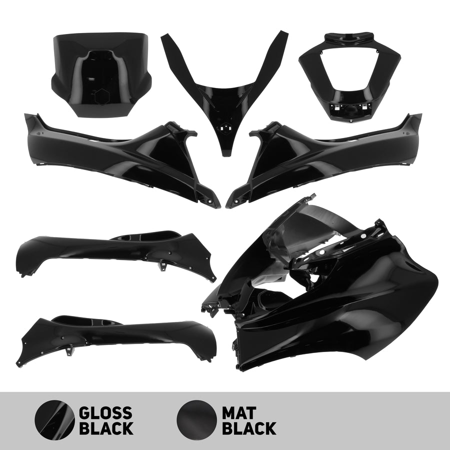 Piaggio MP 3 400 IE RL (M 591) [2008] - Verkleidungskit Glänzend Schwarz - Piaggio MP3 125/250/300 (11–14) 400 (08–11) 500 (11–13)