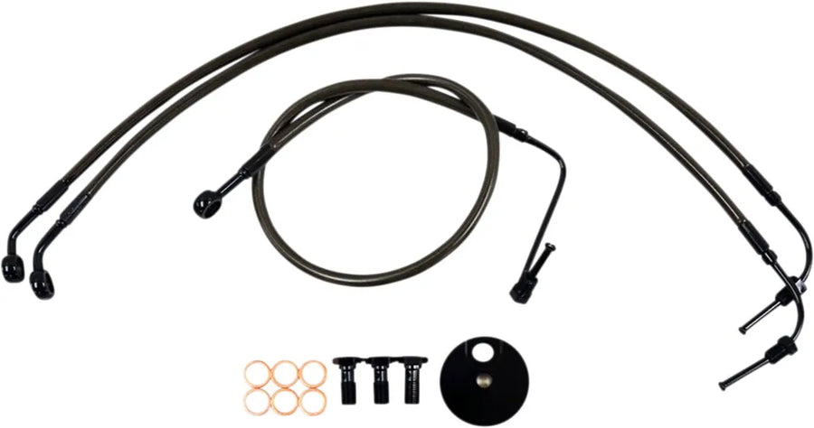 harley davidson flfb [LA CHOPPERS] – Midnight Braided Brake Line Kit