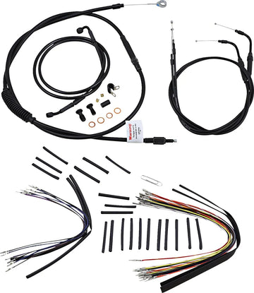 harley davidson flstc [BURLY BRAND] – Komplettes Schwarzes Vinyl-Lenkerzug-/Leitungskit für Ape Hanger