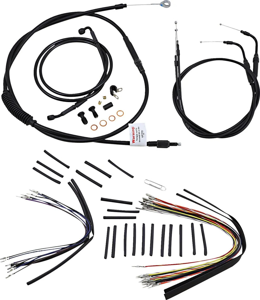 harley davidson flstc [BURLY BRAND] - Complete zwart vinyl stuurkabel/lijnset voor Ape Hanger