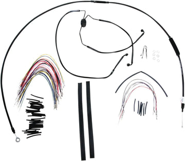 harley davidson flhtc [BURLY BRAND] - Complete zwart vinyl stuurkabel/lijnset voor Ape Hanger