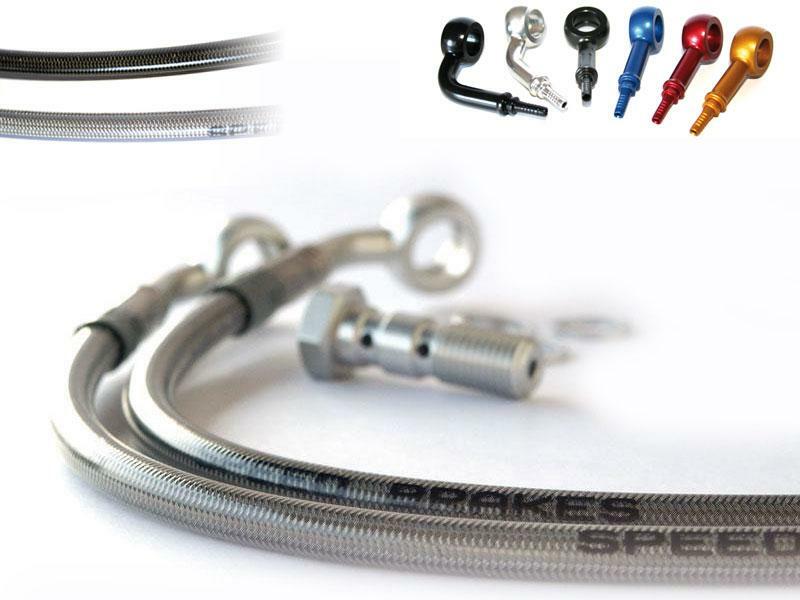 Triumph Thunderbird Sport 900 [Tecnium] - Luchtvaartremslang roestvrij staal/zwarte verbinding