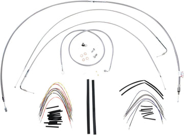 harley davidson fxst [BURLY BRAND] - Complete stainless steel braided handlebar cable/brake line kit