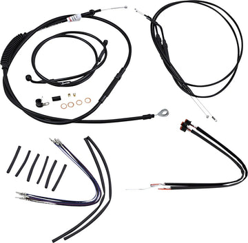 harley davidson sportster 883 iron xl [BURLY BRAND] – Komplettes schwarzes Vinyl-Lenkerzug-/Leitungskit für Ape Hangers