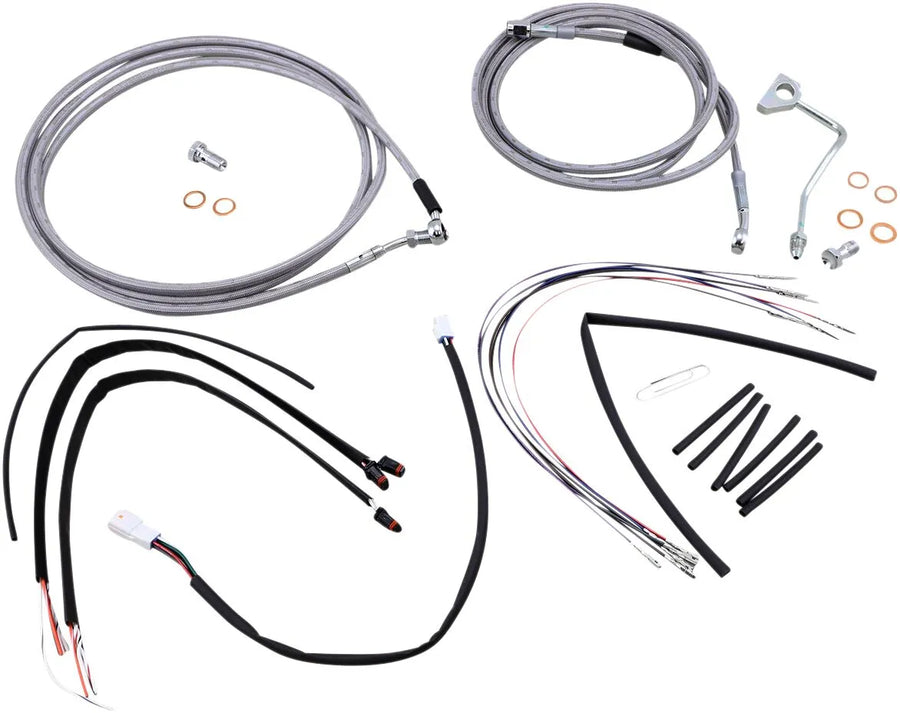 harley davidson fltruse [BURLY BRAND] – Komplettes Edelstahl-Lenkerzug/Bremsleitungs-Kit