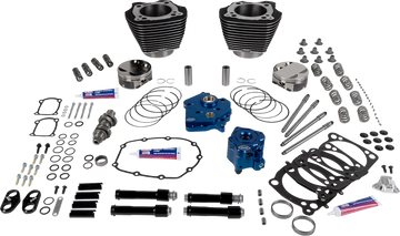 Harley-Davidson FXBR 1923 Softail Breakout 117 [2026] - 129" Power Package Motorleistungs-Kit – Oberfläche: Schwarz, Hervorgehobene Lamellen – Merkmal: Schwarze Stößelstangenrohre – Bild 1
