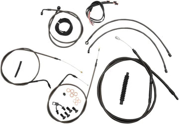 Harley Davidson Fxsb [LA CHOPPERS] – Komplettes Midnight geflochtenes Lenkerzug-/Bremsleitungs-Kit