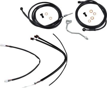 harley davidson flhrxs [BURLY BRAND] – Komplettes Schwarzes Vinyl-Lenkerzug-/Leitungskit für Ape Hanger