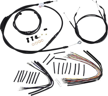 harley davidson fxdwg [BURLY BRAND] - Complete Black Vinyl Handlebar Cable/Line Kit for Ape Hangers