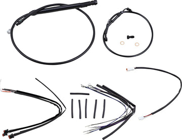 harley davidson softail street bob fxbb [BURLY BRAND] – Komplettes schwarzes Vinyl-Lenkerzug-/Leitungskit für Ape Hangers