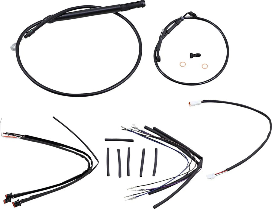 harley davidson softail street bob fxbb [BURLY BRAND] – Komplettes schwarzes Vinyl-Lenkerzug-/Leitungskit für Ape Hangers