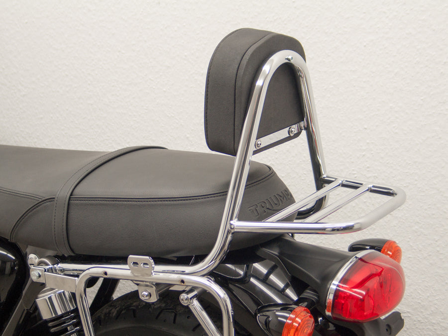 Triumph Bonneville T 100 [2017] - Sissy Bar gemaakt van pijp met kussens en bagagerek