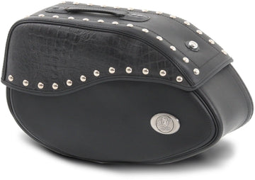 Motorradtasche [Hepco & Becker] - Leder Ivory schwarz links – Rohrpacktaschenhalter