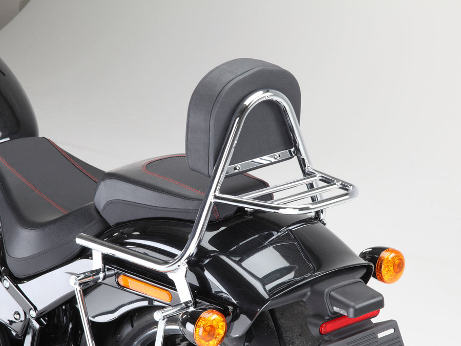 Harley Davidson Softail Fat Boy (Milwaukee -ight 107/114) [2018] - Sissy Bar van Rohr met kussen- en bagagekrek