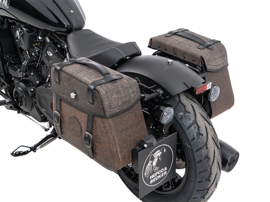 Indian Scout Sixty Classic [2025-2026] - Set: Ledertaschenhalter Cutout schwarz inkl. Rugged Ledertaschen braun