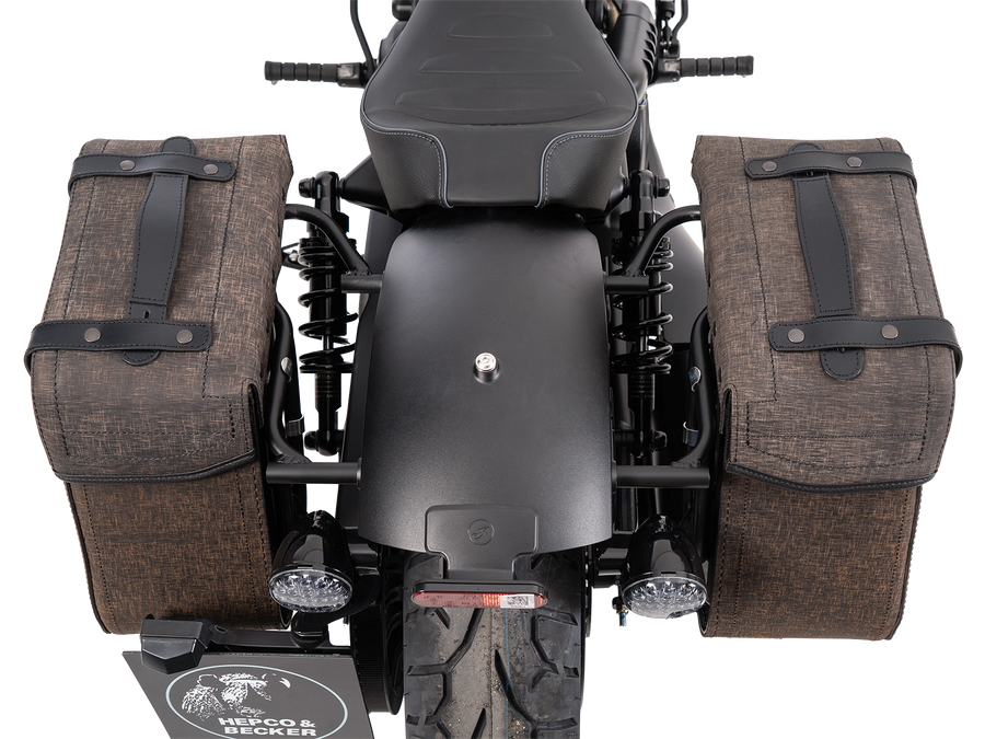 Indian Scout Sixty Classic [2025-2026] - Set: Ledertaschenhalter Cutout schwarz inkl. Rugged Ledertaschen braun