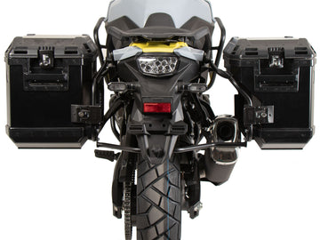 Suzuki V-Strom 800 [2024-2026] - Kofferträgerset Cutout schwarz inkl. Xplorer Cutout schwarz Kofferset