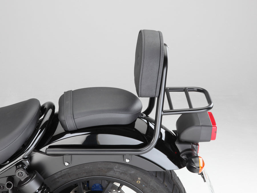 Honda CMX 500 Rebel (PC56A) 2017- [2017] - Sissy Bar gemaakt van pijp met kussens en bagagerek, zwart
