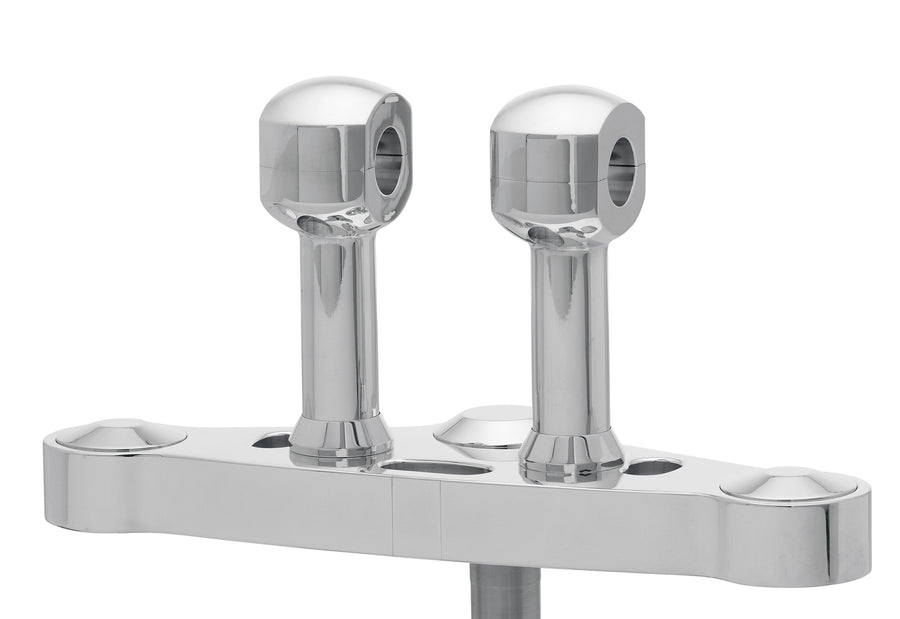 Aluminium riser voor stuur met 25-aluminium risers voor stuur met 25,4 mm (1 ′) Ø, 100 mm hoog, gepolijst. Met 1/2 ″ UNC -thread.