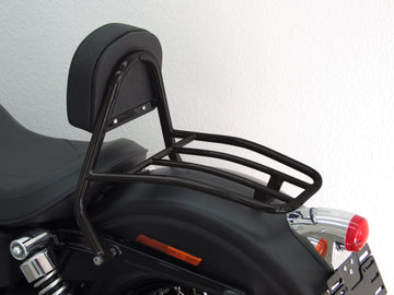 Harley Davidson Dyna Street Bob (FXDB) 2009-2013 [2009-2013] - Fahrer Sissy Bar mit Kissen und Gepäckträger, schwarz