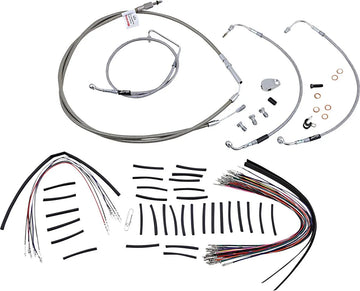 harley davidson flhtc [BURLY BRAND] - Complete roestvrijstalen stuurkabel/remleidingset