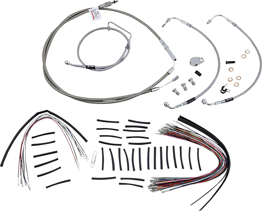 harley davidson flhtcu [BURLY BRAND] - Complete stainless steel handlebar cable/brake line kit