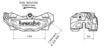 Ducati Hyperstrada 821 [BREMBO] - M4 remklauw linksvoor zwart Ø32mm - 0