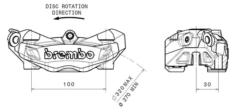 Caponord 1200 [BREMBO] - M4 remklauw linksvoor zwart Ø32mm