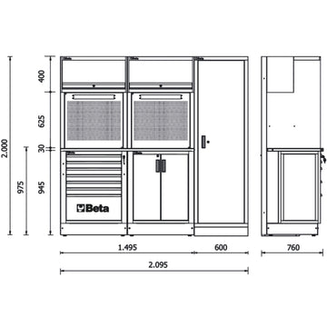 BETA TOOLS RSC50 2.0 werkplaatsinrichting combinatie met 223 gereedschappen