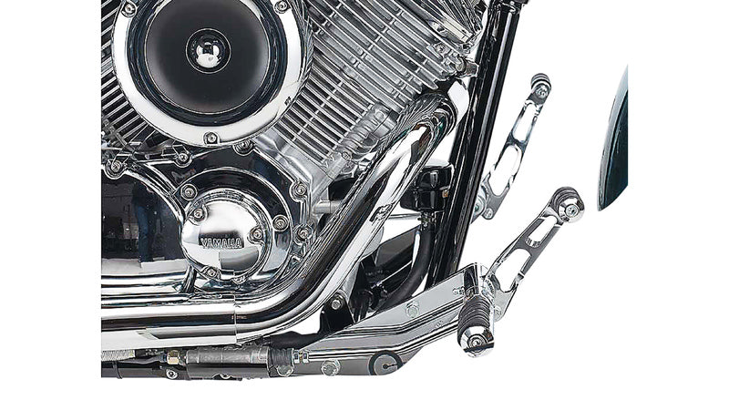 Yamaha Xvs 1100 Drag Star [BURCHARD EXCELLENCE] - vorverlegte Fußrastenanlage mit ABE, +19 cm, Yamaha XVS 1100 Drag Star /Classic, Sundance gefräst, chrom