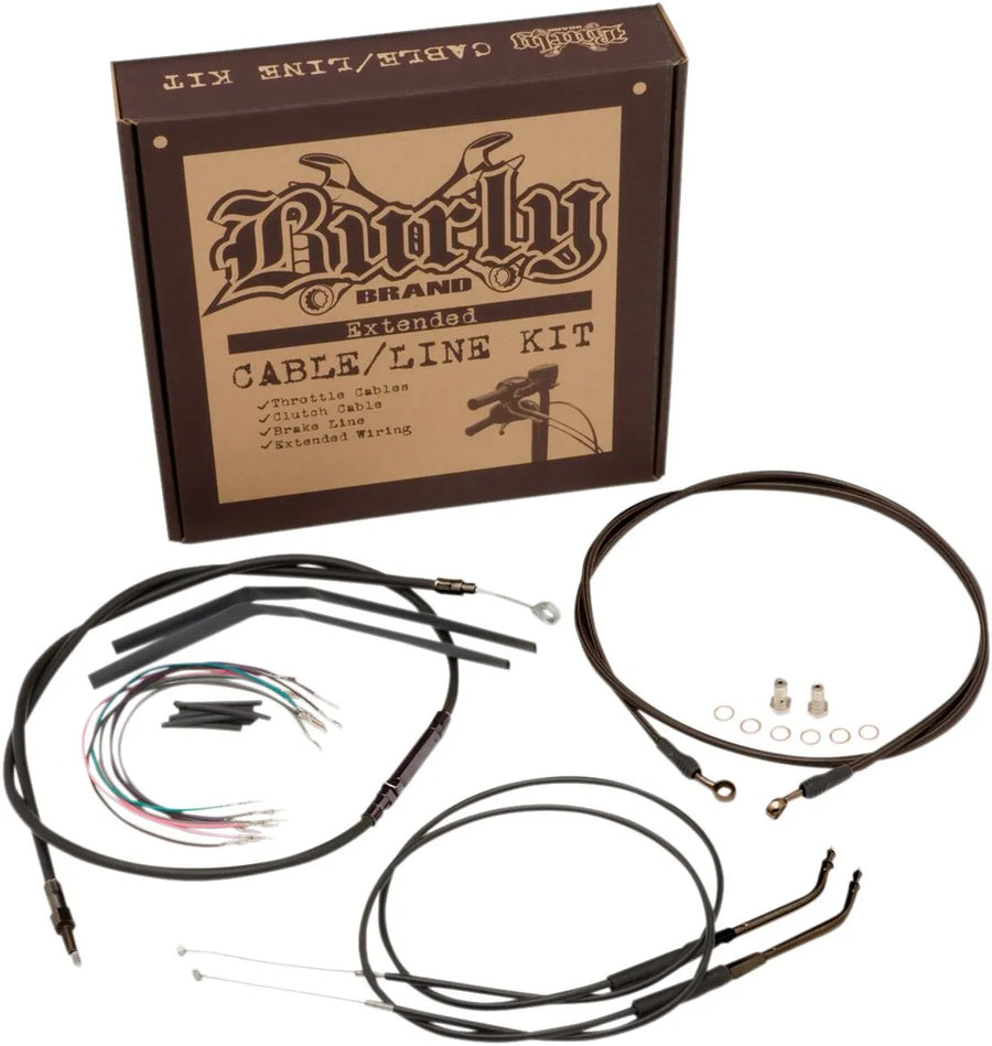 harley davidson flst [BURLY BRAND] - Complete zwarte vinyl stuurkabel/lijnset voor Ape Hanger