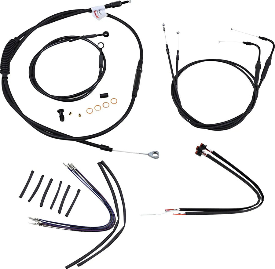 harley davidson fxsb [BURLY BRAND] - Complete zwart vinyl stuurkabel/lijnset voor Ape Hangers