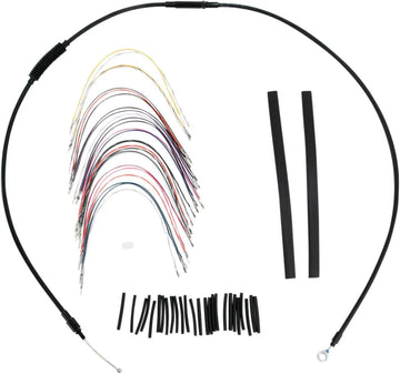 harley davidson flhtc [BURLY BRAND] - Complete zwart vinyl stuurkabel/lijnset voor Ape Hanger