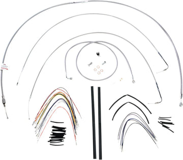 harley davidson fxst [BURLY BRAND] - Complete stainless steel braided handlebar cable/brake line kit