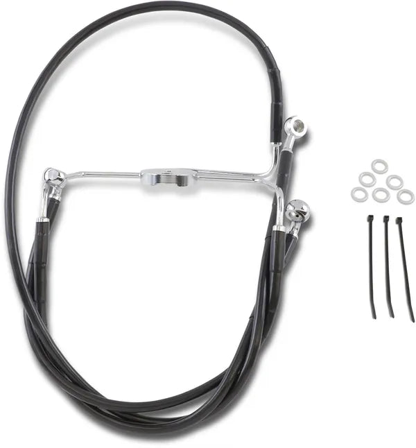 Harley Davidson Flhr [DRAG SPECIALTIES] – Verlängertes Bremsleitungs-Kit aus schwarzem Vinyl