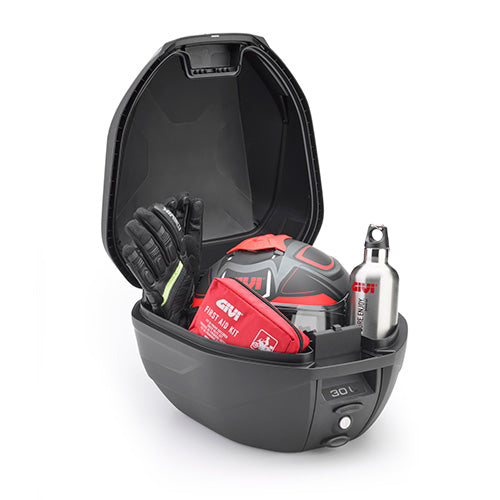 C30NT - Monolock Topcase mit Platte – schwarz, mit transparenten Reflektoren