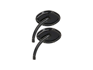 Harley Davidson-beveled cat eye mirror short stem black anodized