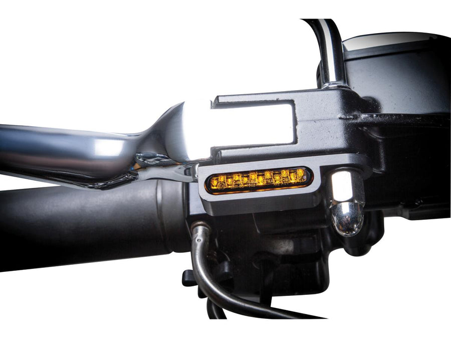 Harley Davidson Dyna [1996-2017]-OEM hand control Led turn signals black anodized
