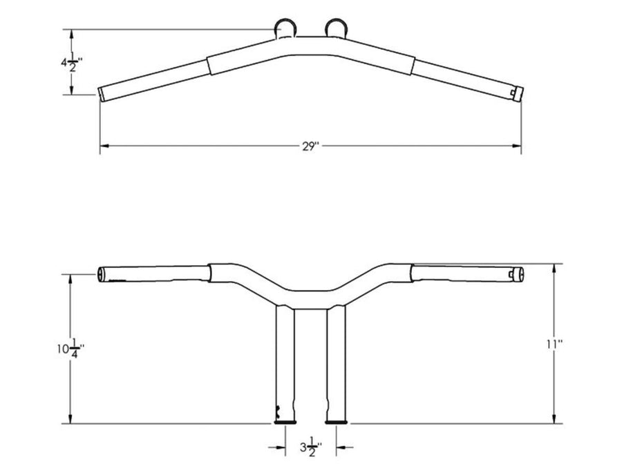 Harley Davidson Sportster [1982-2020] -10 "Dominator Raked Bar Lenker 4-Hole Black Black