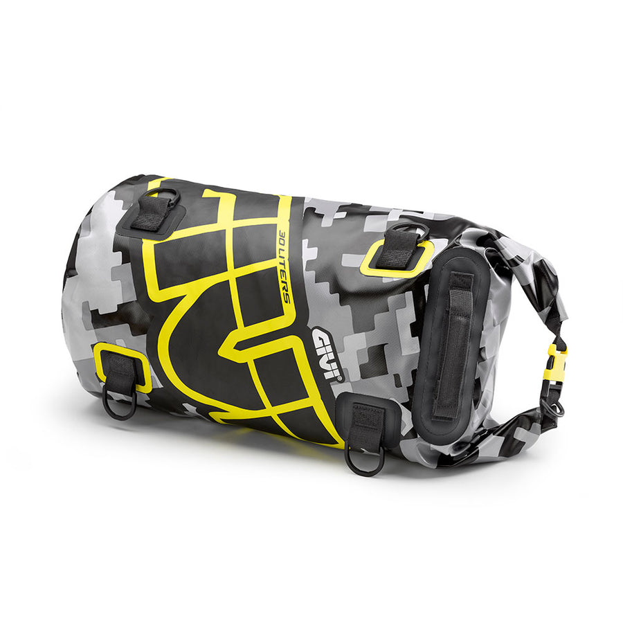 [GIVI] – Easy-T Waterproof – Bagagerol 30 L – grijs camouflagedesign, neongele letters